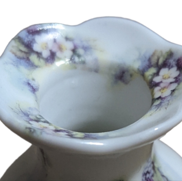Vintage Omega Porcelain Double Gourd Vase Victorian Flowers Grapes Raised Design - Picture 4 of 11